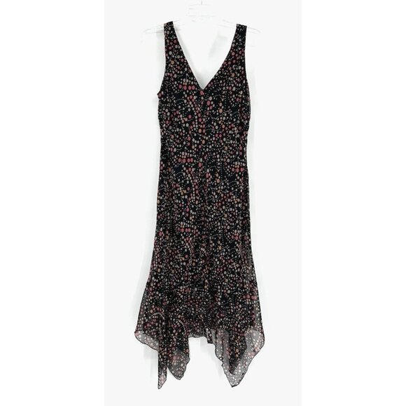 vintage 90s HANDKERCHIEF HEM midi dress polka dot Y2K surplice neckline M L - Picture 6 of 7